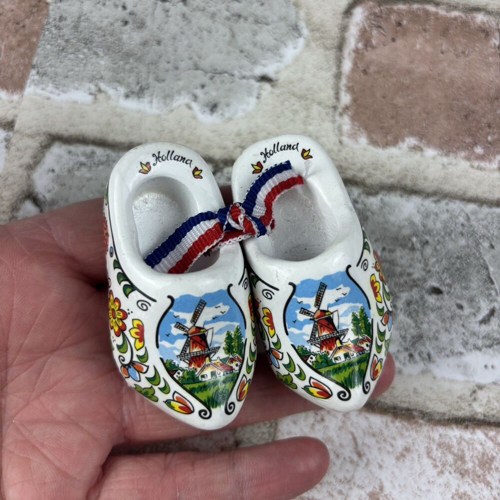 Made in Holland Small Wooden Clogs / Shoes Home Decor Souvenir Collectible 2inch